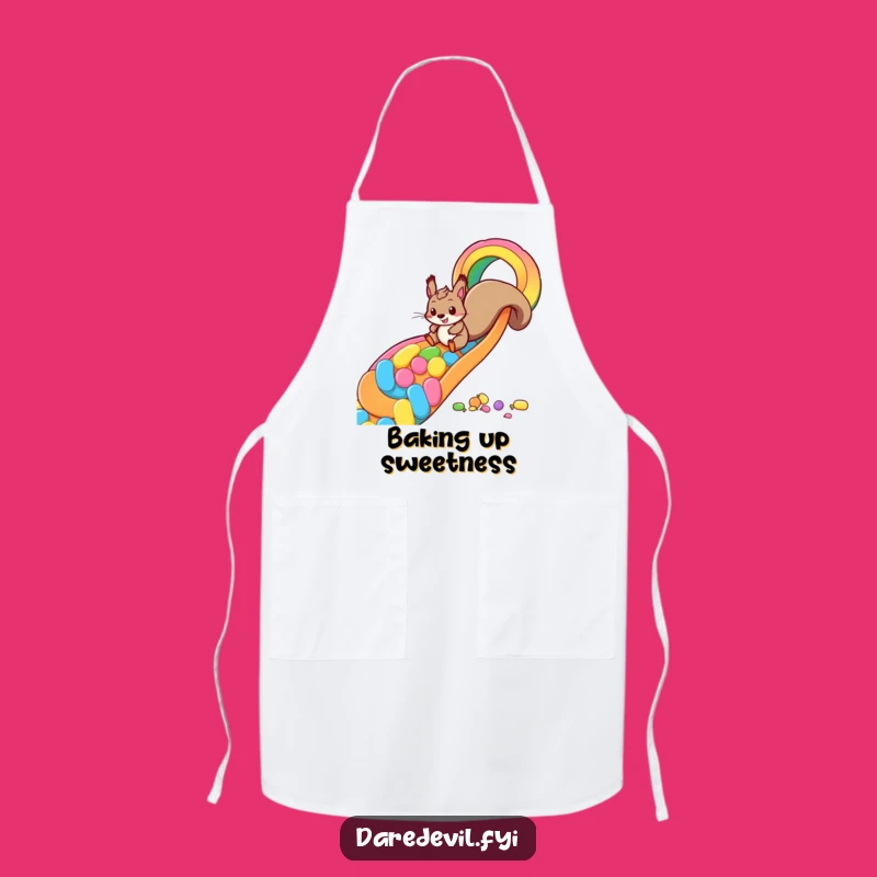 Funny Squirrel Candy Slide Apron: Sweet Kitchen Humor for a Cook's Gift