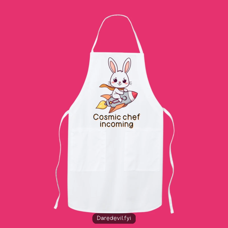 Funny Brave Rabbit Rocket Apron, Hilarious Kitchen Space Gear, Determined Chef Gift