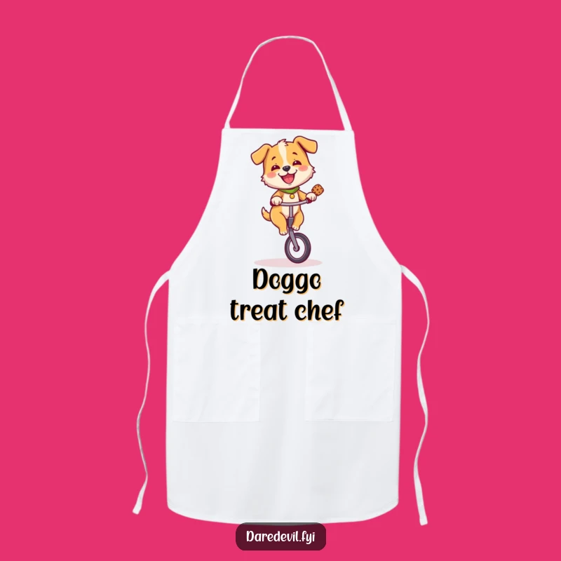 Funny Dog Unicycle Treat Apron - Cook with Canine Comedy and Flair