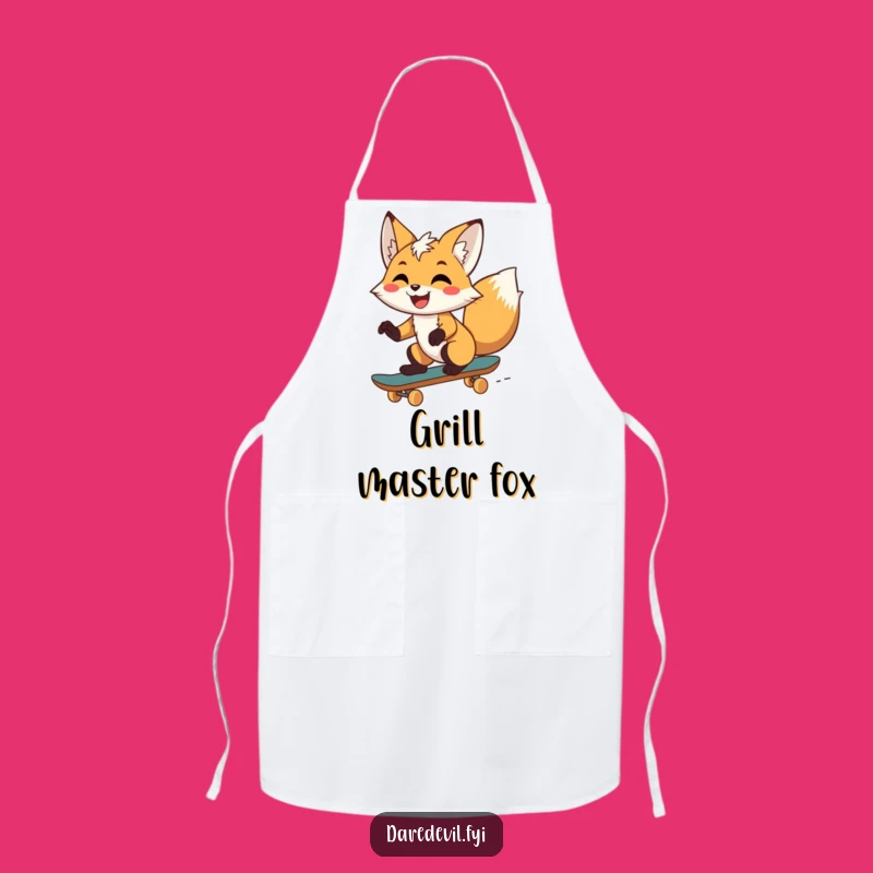 Funny Fox Skateboarder Apron: Cook Up Laughs in the Kitchen!