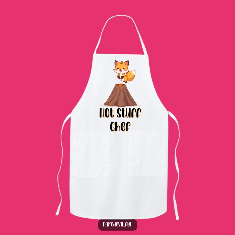 Funny Fox Volcano Apron: Adventurous Kitchen Wear, Humorous Cooking Gift