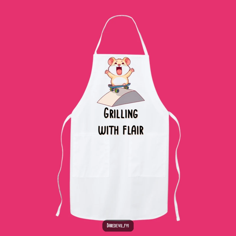 Funny Thrilled Hamster Skateboard Apron: Cook with Extreme Style!