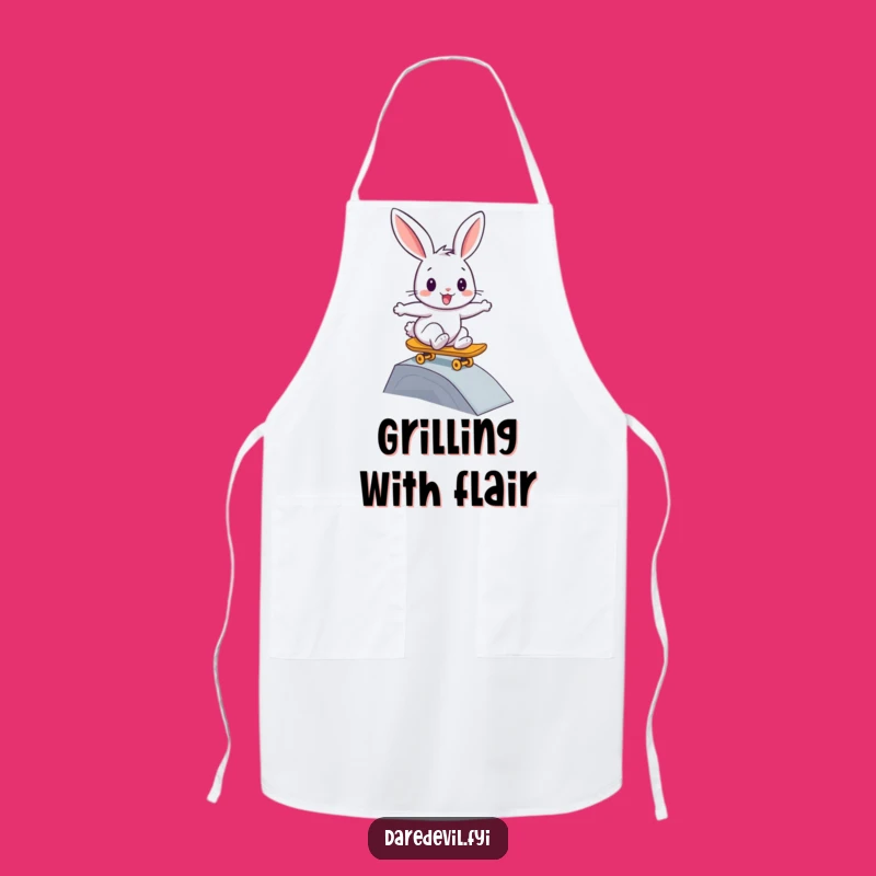 Funny Rabbit Skateboard Apron: Radical Kitchen Wear, Humorous Cooking Gift