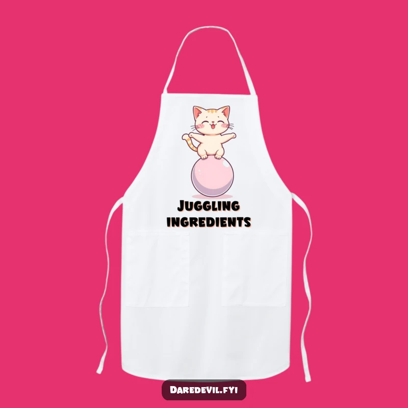 Funny Cat Sphere Balance Apron: Kitchen Feline Humor Wear, Perfect Funny Gift