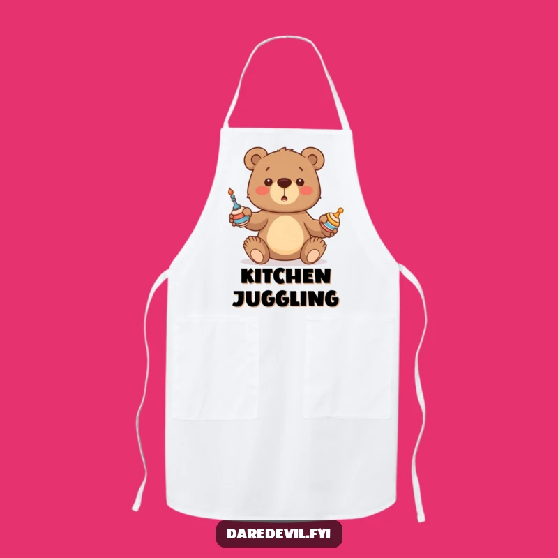 Funny Bear Apron: Juggling Chef's Wear - Comical Woodland & Hilarious Gift!