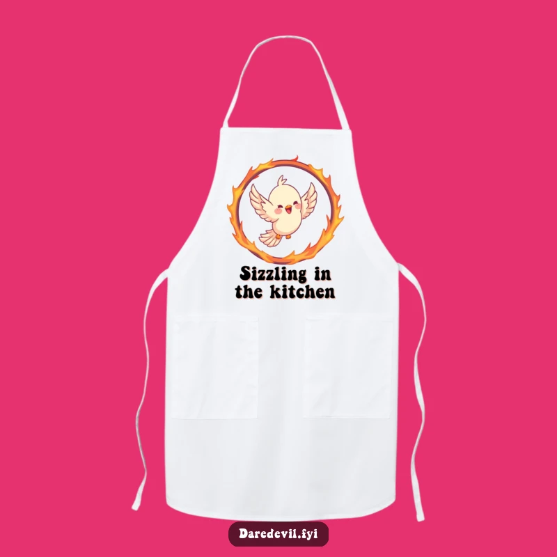 Funny Bird Apron: Kitchen Daredevil with This Fiery Hoop Design!