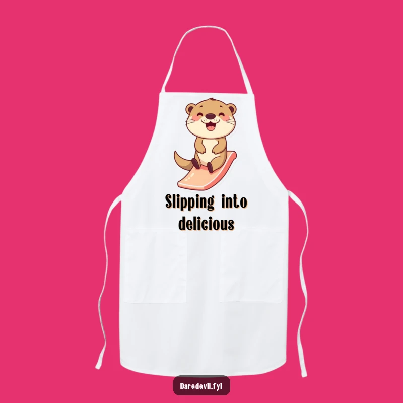 Funny Happy Otter Slide Apron: Cook with Zippin' Fun!