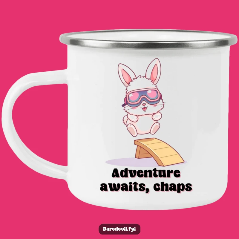 Funny Bunny Goggles Camping Mug: Extreme Leaping Outdoor Gift, Rugged Humorous
