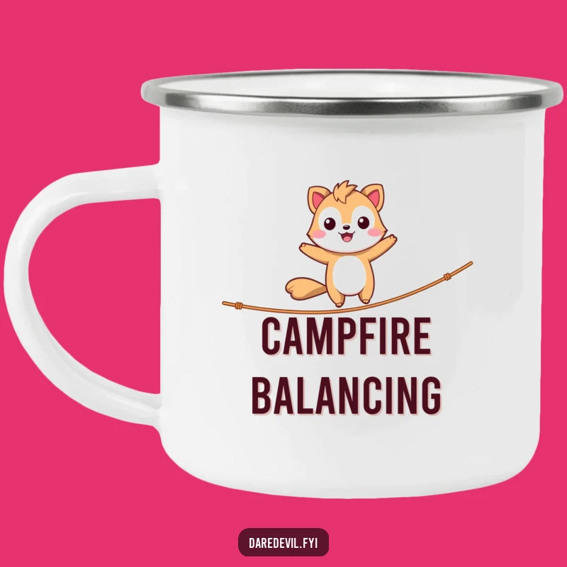 Funny Enamel Camp Mug - Daring Animal's Balance, Rugged Funny Gift