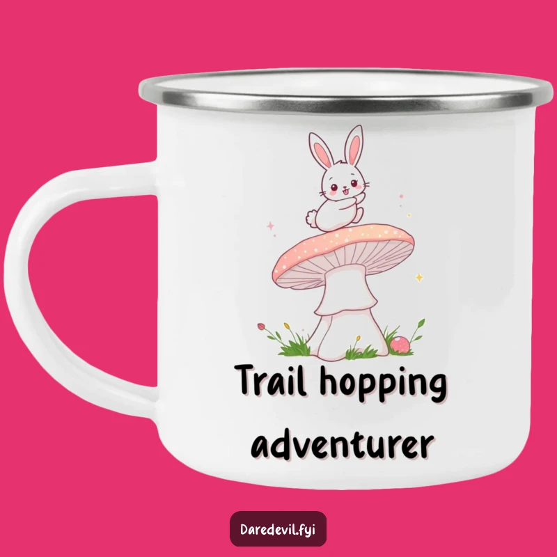 Funny Bunny Mushroom Camping Mug: Magical Adventure Humor for Outdoor Gift