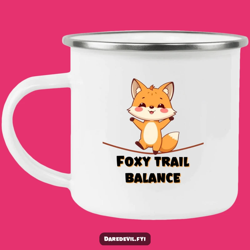 Funny Fox Handstand Tightrope Camping Mug - Adventure Fuel for Acrobatic Humor