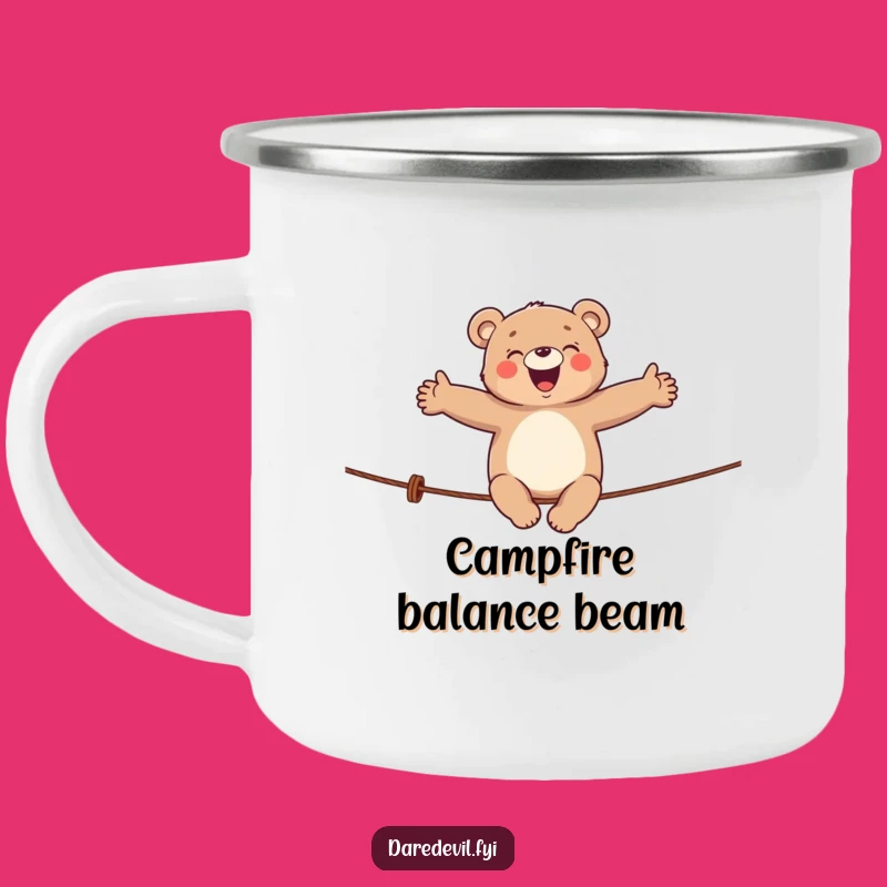Funny Giggling Bear Tightrope Camping Mug: Hilarious Outdoor Companion for Campfire Laughs!