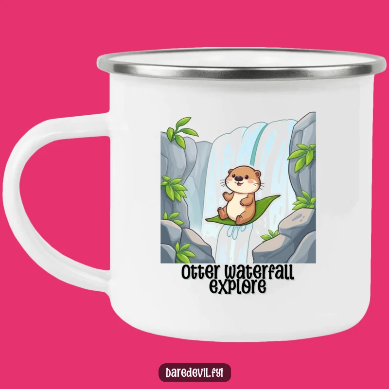 Funny Otter Waterfall Slide Camping Mug - Adventure Fuel for Water Lovers