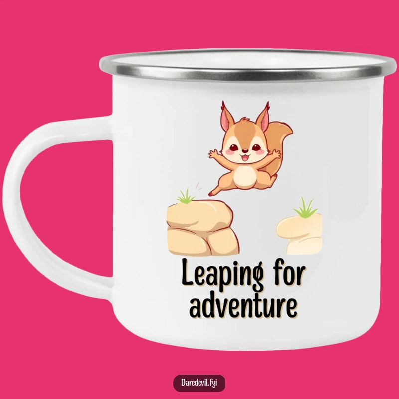 Funny Squirrel Leap Camping Mug: Adventure Fuelled by Daring, Great Funny Gift