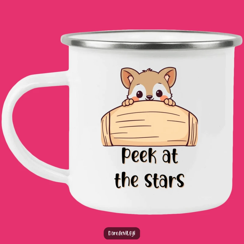 Funny Enamel Camp Mug - Curious Animal's View, Rugged Funny Gift