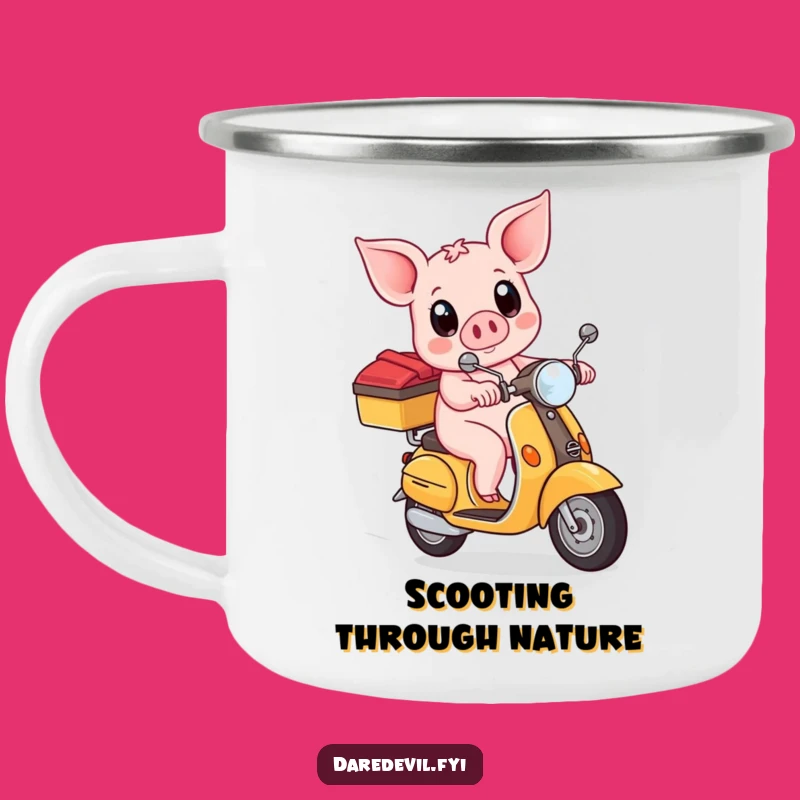 Funny Piglet Scooter Camping Mug: Outdoor Rider Humor Cup, Perfect Funny Gift