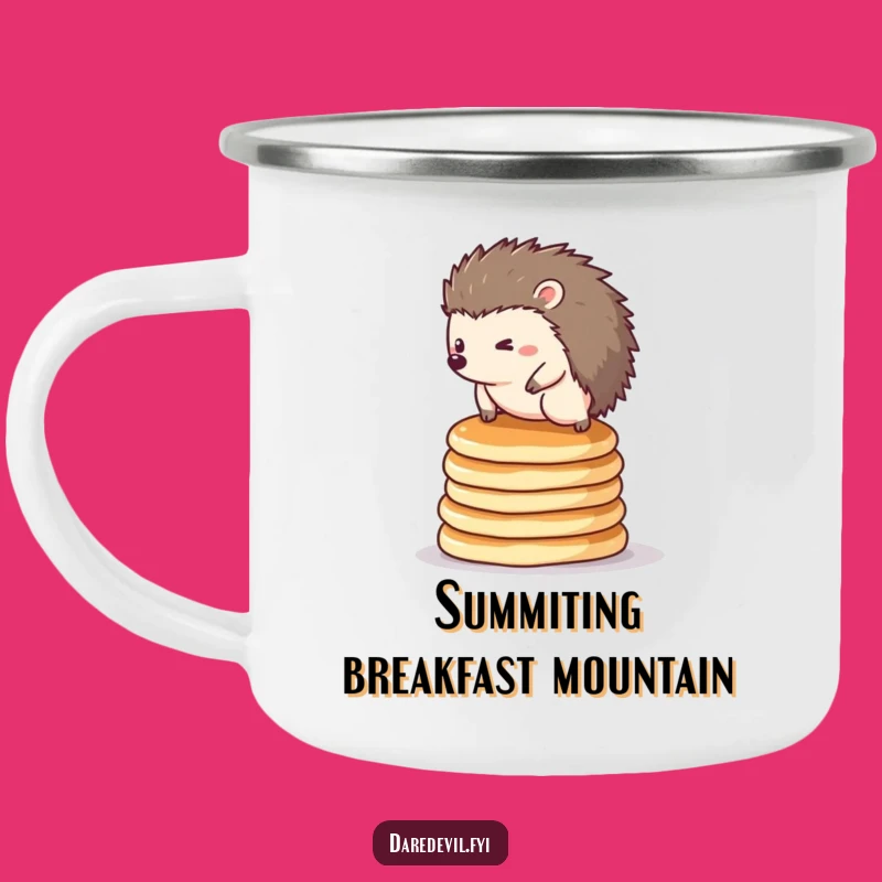 Funny Hedgehog Pancake Camping Mug: Rugged & Hilarious Outdoor Drinkware, Perfect Funny Gift