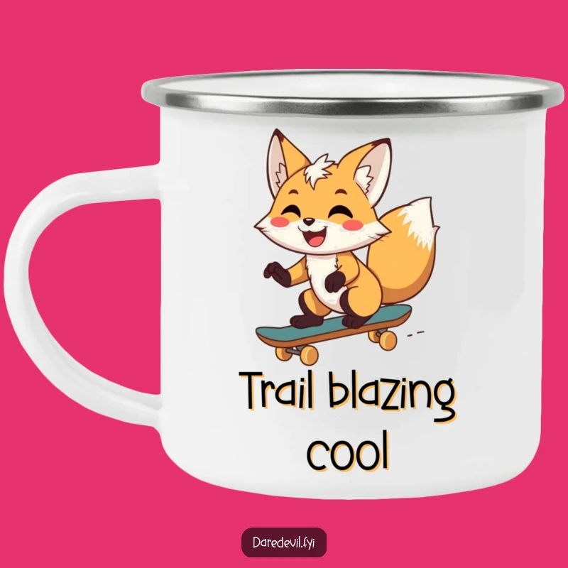 Funny Fox Skateboarder Camping Mug: Adventure Fuel with a Grin!