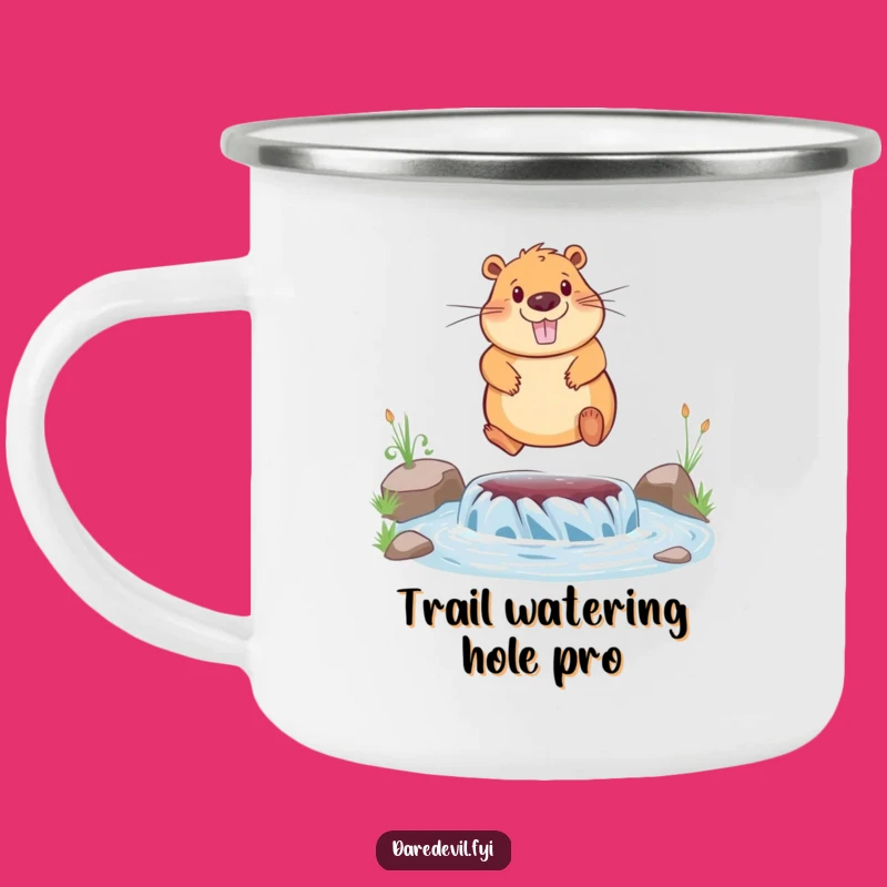 Funny Capybara Camping Mug: Adventure Sips by the River