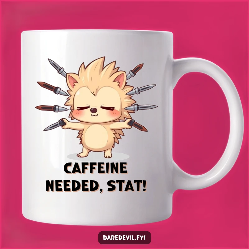 Funny Hedgehog Juggling Mug: Hilarious Danger Gift for the Uncoordinated
