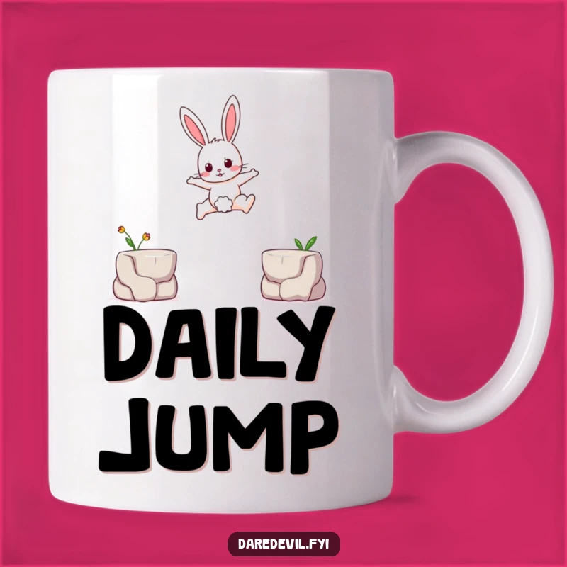Funny Brave Rabbit Mug: Leaping Bunny Adventure, Perfect Gift for Bold Souls