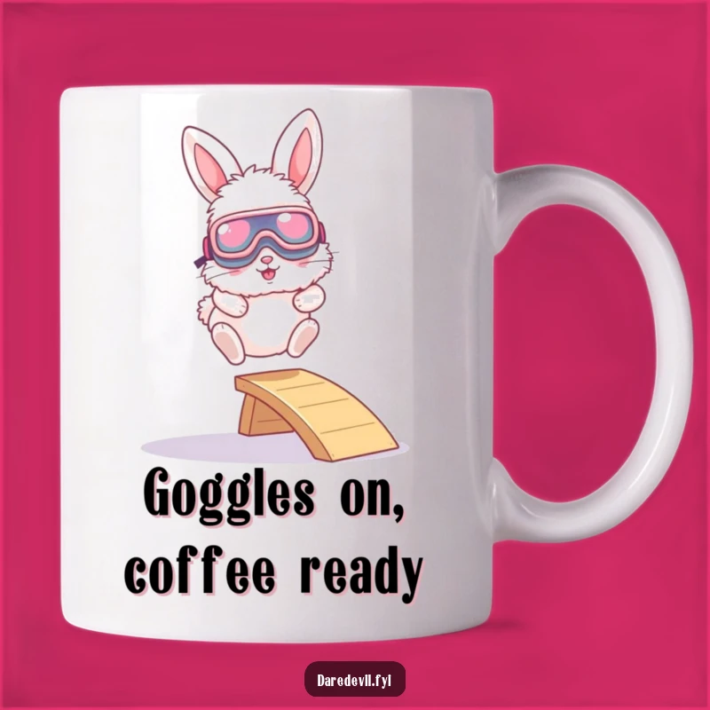 Funny Bunny Goggles Mug: Adorable Character, Extreme Leaping, Perfect Humorous Gift