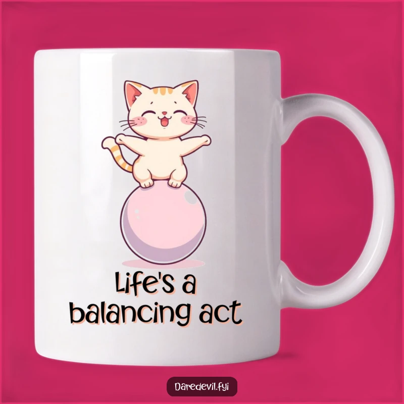 Funny Cat Sphere Balance Mug: Hilarious Feline Acrobatics, Perfect Funny Gift