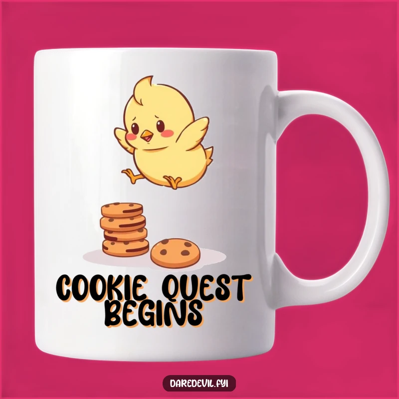 Funny Chick Cookie Jump Mug - Hilarious Determination Gift for Snack Lovers