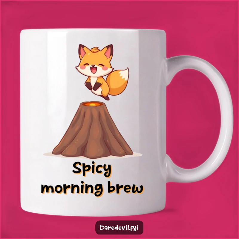 Funny Fox Volcano Mug: Adventurous Fox Leap Cup, Hilarious Gift Idea