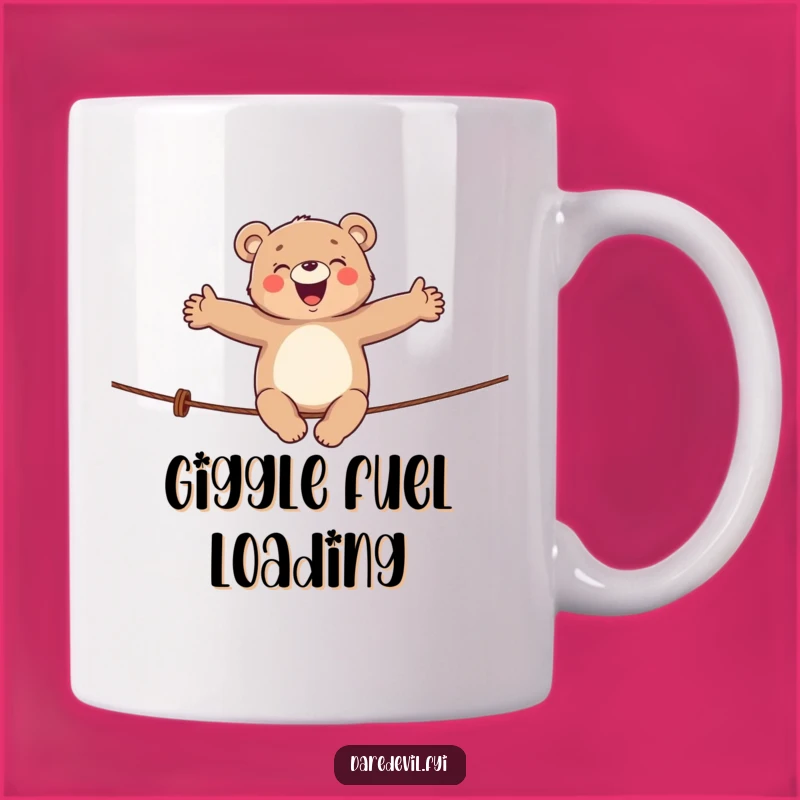 Funny Giggling Bear Tightrope Mug: Hilarious Circus Gift for Balance and Laughter!