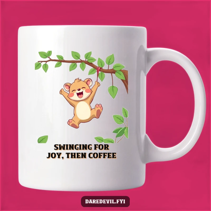 Funny Joyful Animal Mug: Vine Swinging Fun for a Hilarious Free Spirit Gift
