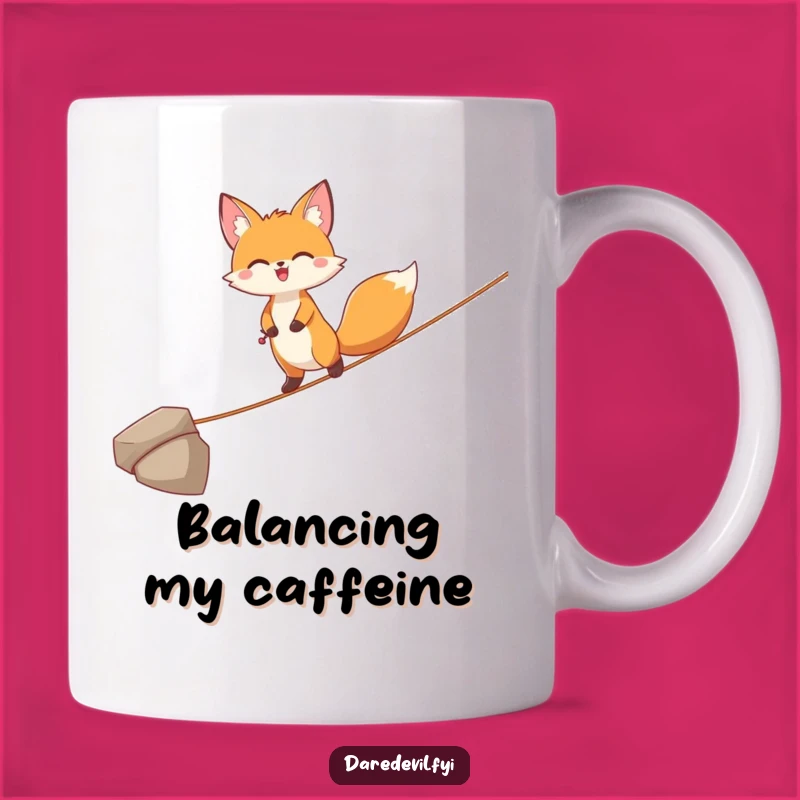 Funny Joyful Fox Tightrope Mug: A Balancing Act of Laughter!