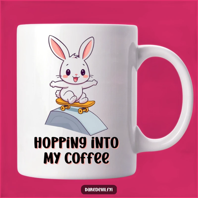 Funny Rabbit Skateboard Mug: Radical Bunny Coffee Cup, Hilarious Gift Idea