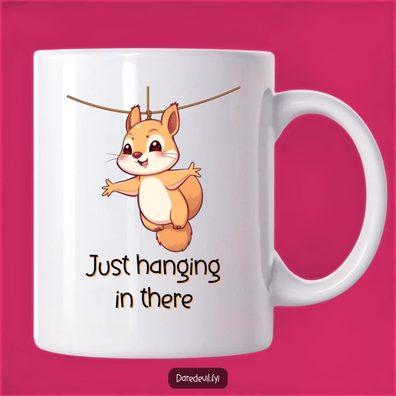 Funny Squirrel Mug Gift: Perky Friend Dangles Hilariously from Thread, Perfect Coffee Cup!