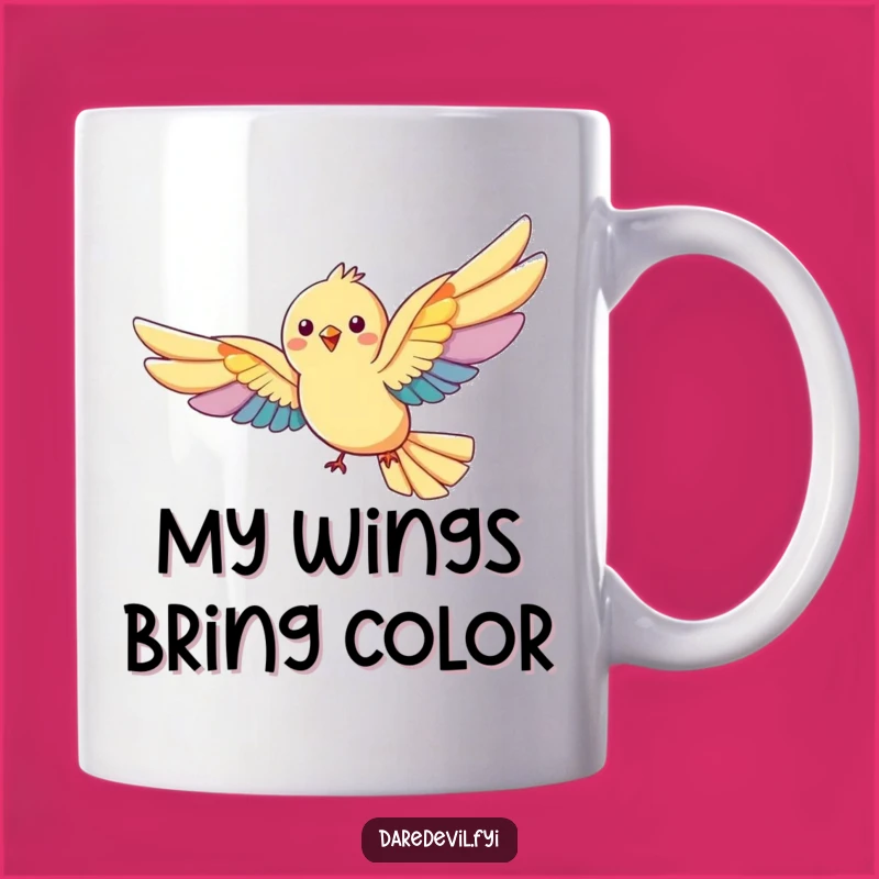 Funny Bird Rainbow Wings Mug: Joyful Flight Gift for Bird Lovers, Guaranteed Funny Morning Laugh