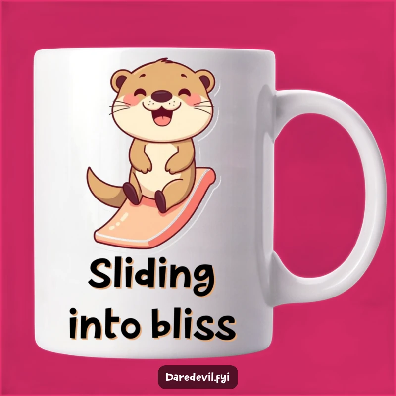 Funny Happy Otter Slide Mug: Zippin' Fun for Your Morning Brew!
