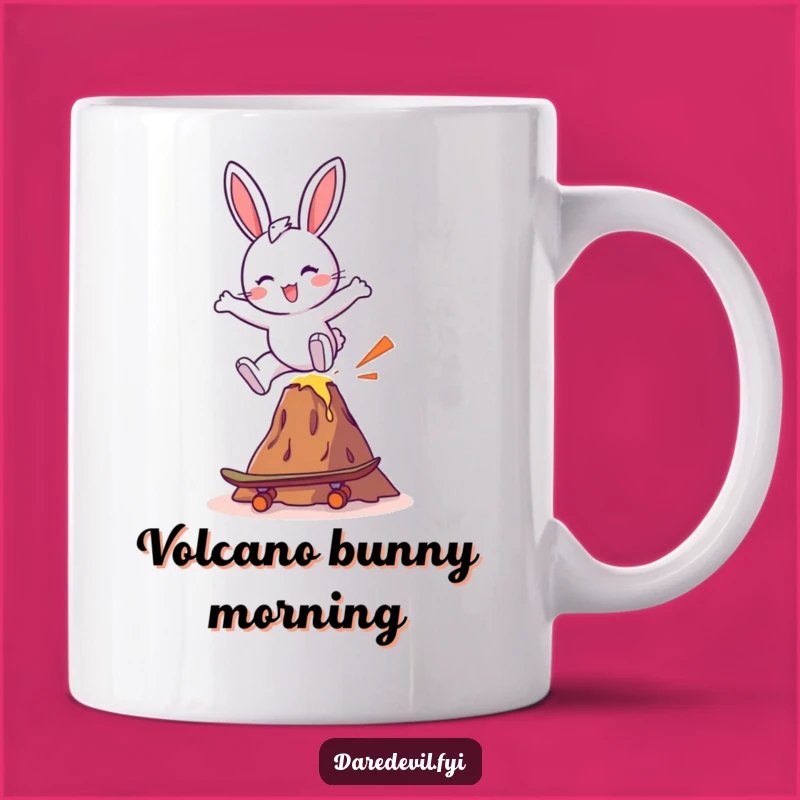 Funny Bunny Skateboard Volcano Mug - Hilarious Action Gift for Bunny Lovers