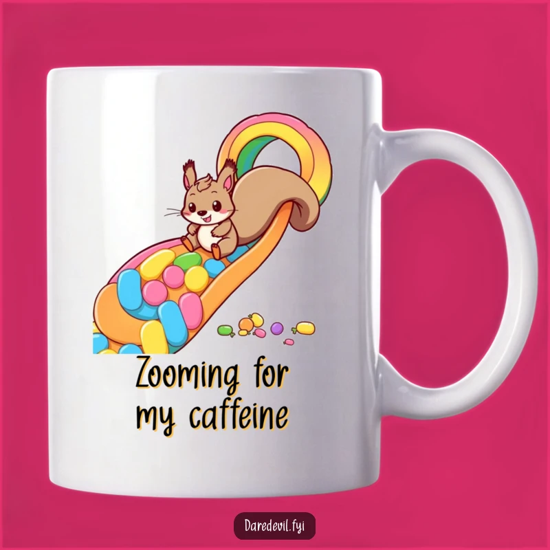 Funny Squirrel Candy Slide Mug: Playful Sweetness Humor for a Gift