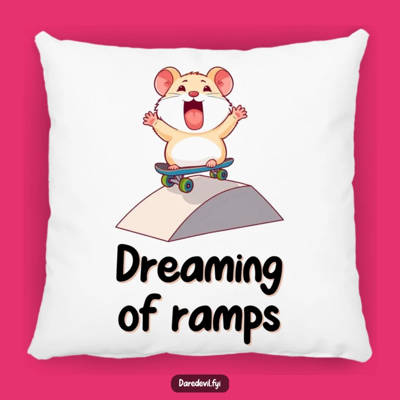 Cuddle the Coolness: Funny Thrilled Hamster Skateboard Pillow!