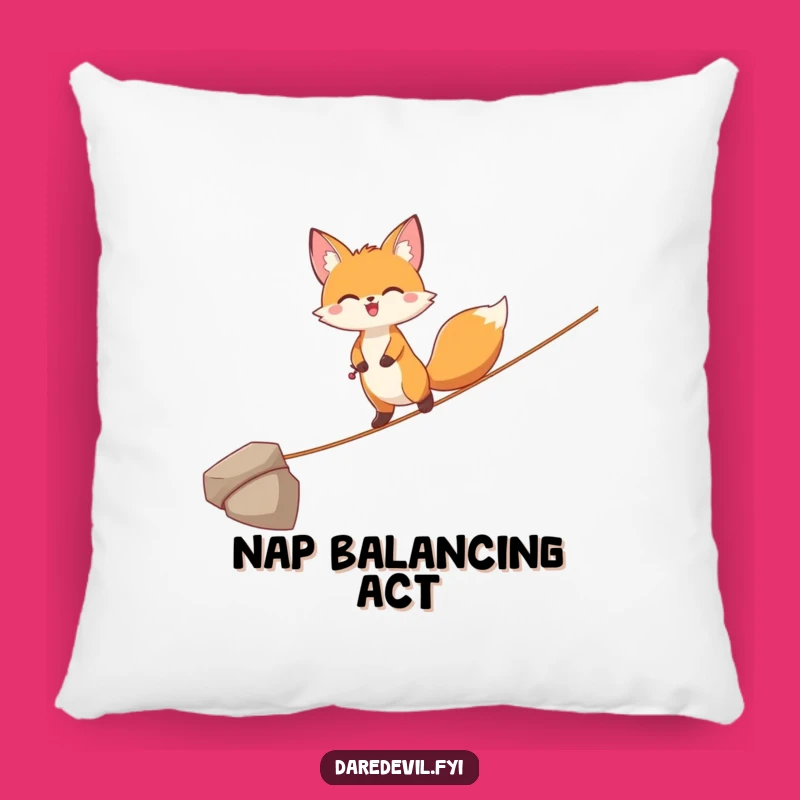 Cushion Your Confidence: Funny Joyful Fox Tightrope Pillow!