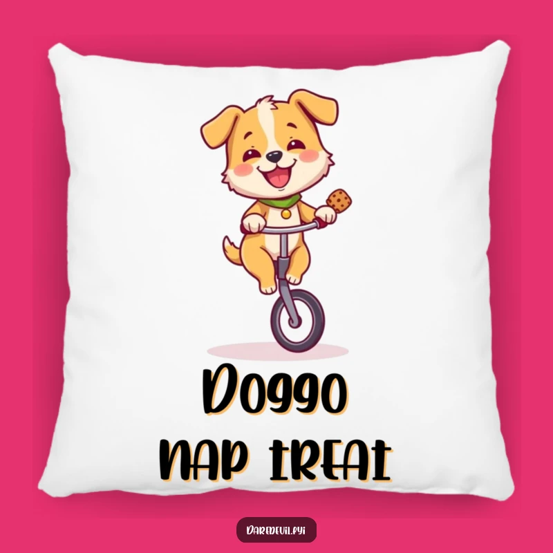 Funny Dog Unicycle Treat Pillow - Plush Comfort with a Hilarious Pup