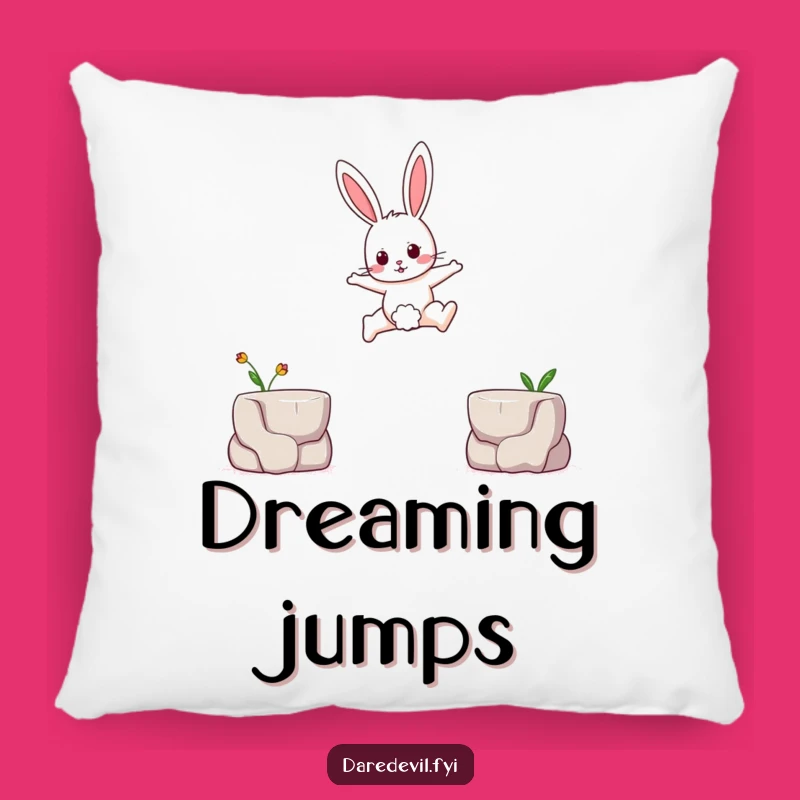 Funny Brave Rabbit Pillow: Cozy Leaping Bunny, Comfy Courageous Gift