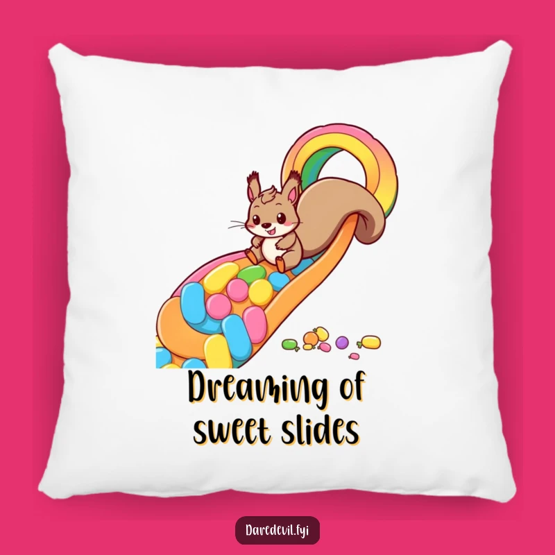 Funny Squirrel Candy Slide Pillow: Cozy Playful Sweetness for Home Decor Gift