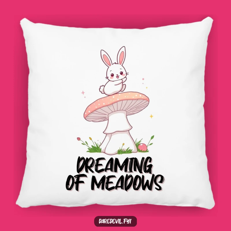Funny Bunny Mushroom Pillow: Cozy Magical Humor for Home Decor Gift