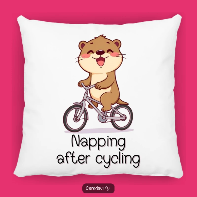 Funny Otter Bicycle Pillow: Cozy Comfort with Hilarious Victory
