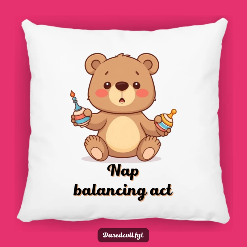 Funny Bear Pillow: Cozy Juggling Comfort - Adorable & Hilarious Cub Accent!