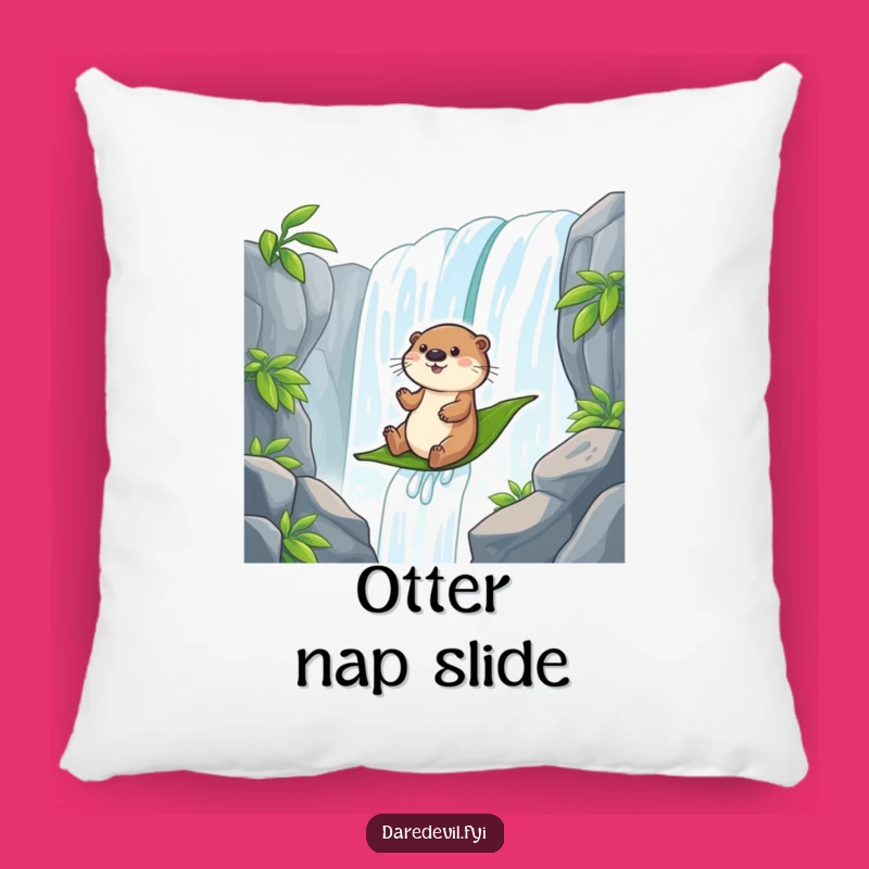 Funny Otter Waterfall Slide Pillow - Plush Comfort with a Splash of Humor