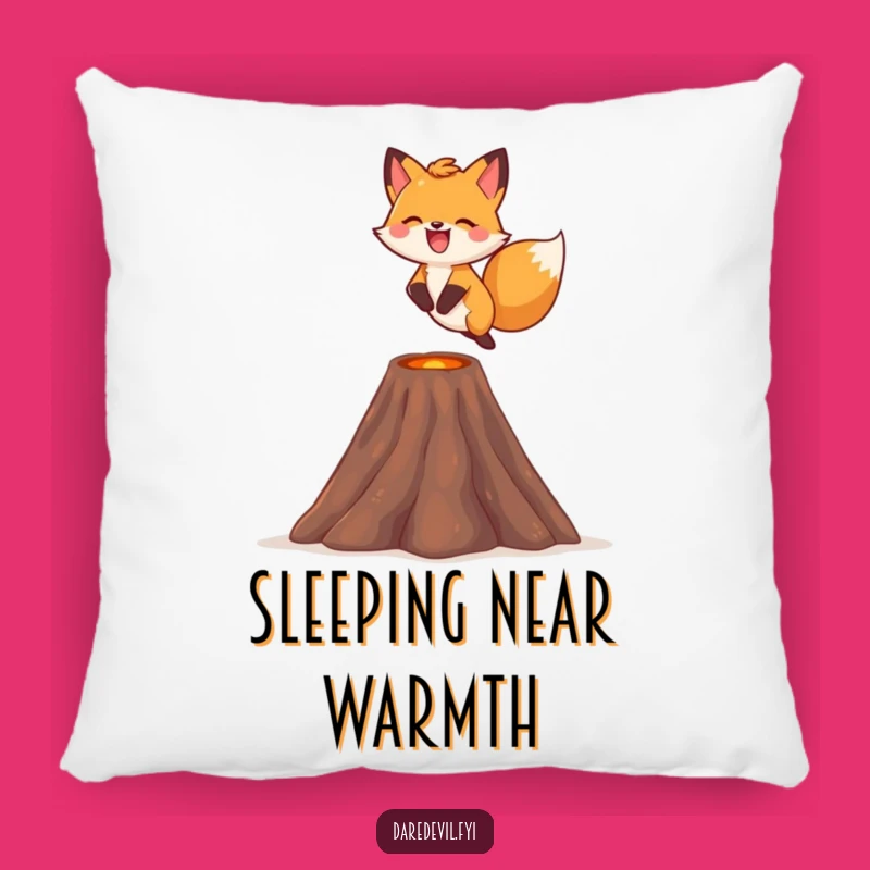 Funny Fox Volcano Pillow: Soft Comfort for Brave Souls, Whimsical Decor