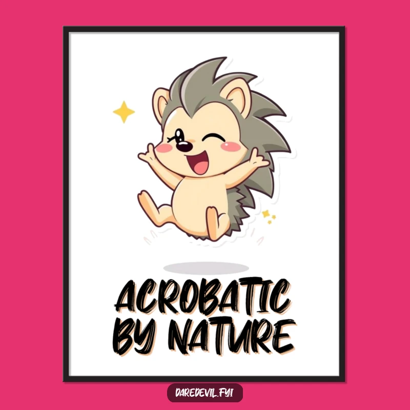 Funny Hedgehog High-Energy Art Print - Hilarious & Vibrant Digital Decor