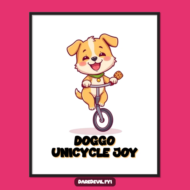 Funny Dog Unicycle Treat Digital Art - Instant Joy for Your Walls